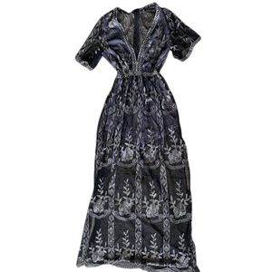 Maxi dress with intricate crochet designs. S size